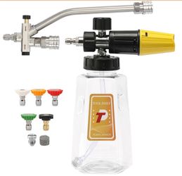 Tool Daily Pressure Washer Foam Cannon With Dual-Connector Accessory, Power Washer Double Tip Attachment For Soap Cannon, 5 Pressure Washer Sprayer No