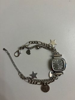 Brand New Y2K Silver Charm Watch Bracelet Vintage Style