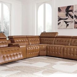 Temmpton Chocolate 6-Piece Power Reclining Sectional  (Couch Sofa Sectional Option 