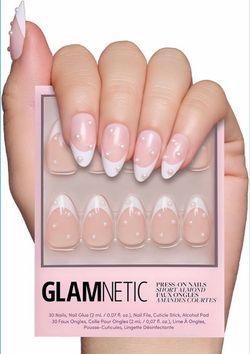New Glamnetic Press On Nails - Short Almond, Glossy Fake Nails 30 Pc Full Kit