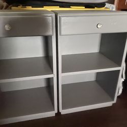 Small Grey Bedside Table With Drawers And Shelves 