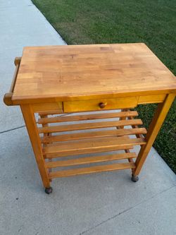 Rolling cart bar kitchen island cutting board