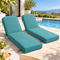 Outdoor Chaise Lounge Cushions ā Set of 2 ā Teal Green, 5ā Thick