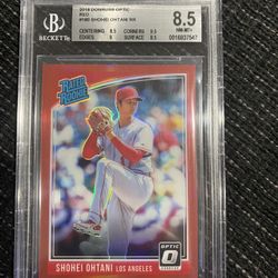 2018 Panini Optic Shohei Ohtani Red Parallel Rated Rookie RC #180 S/N#59/99 BGS 8.5