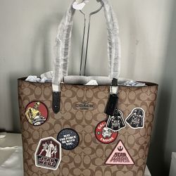 Coach Star Wars X Coach Town Tote In Signature Canvas With Patches And  Darth  Vader Charm