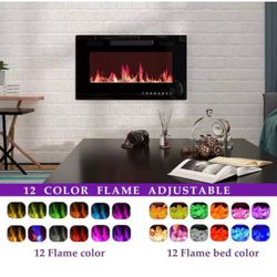 30 in. Wall Mount Electric Fireplace in Black