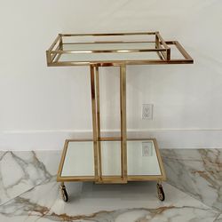 Safavieh Capri 2 Tier Rectangle Bar Cart - Gold/Mirror  