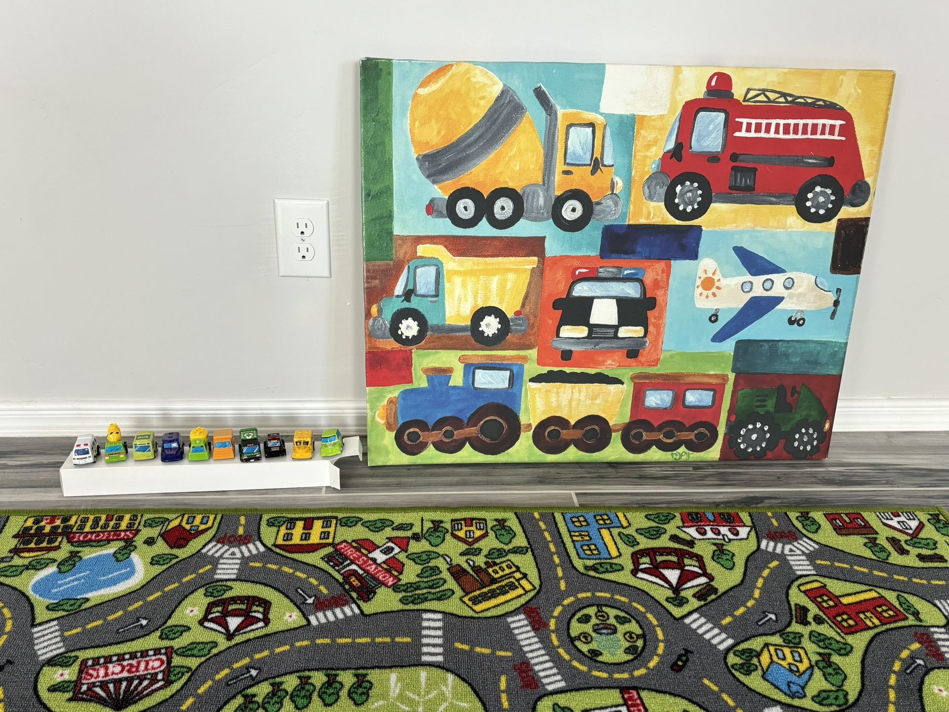 Kids Cars Theme Decor - Rug, Cars & Canva