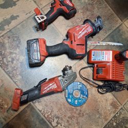 Milwaukee Tool Bundle ( 4power Tools, A Charger  & 3 Bat