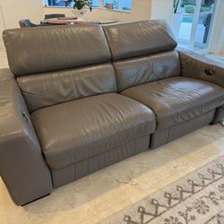 Modern Leather Power Reclining Sofa- Good Condition 