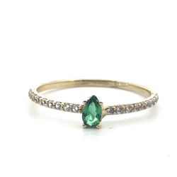 Woman’s Ladies 10k Yellow Gold CZ Cubic Zirconia Pear Shaped Green Stone Stacking Ring Size 8 GP3129805