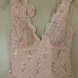 Baby Pink With Silver Sequence Formal Dress