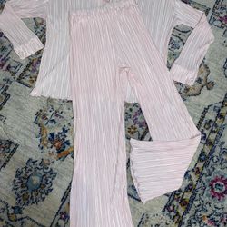 Baby pink two piece pant suit set Thumbnail