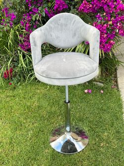 Velvet grey modern vanity chair
