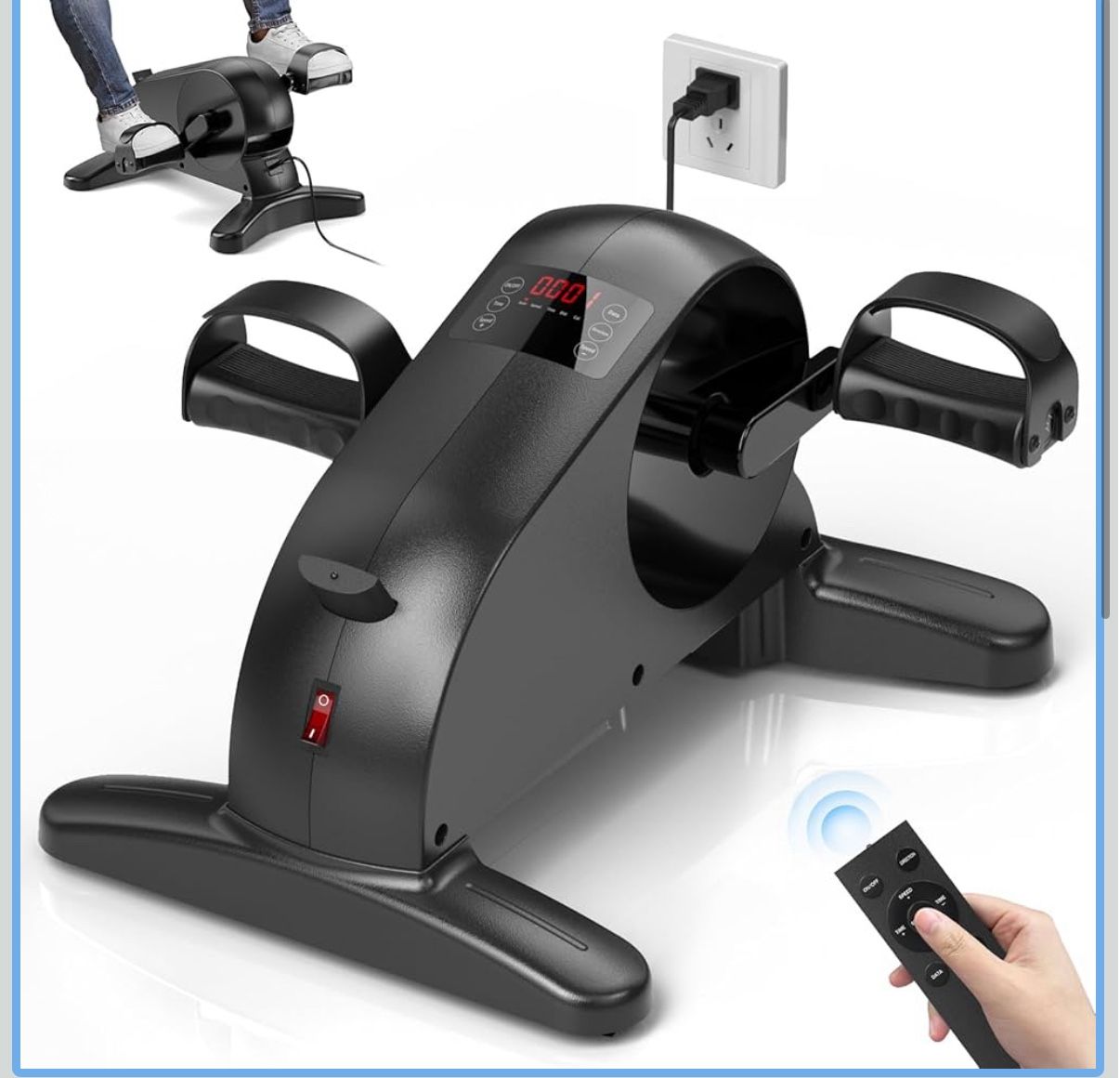 Motorized Mini Exercise Bike Electric Pedal Exerciser for Seniors,Under Desk Bike Pedal Exerciser for Arm/Leg Fitness & Physical Therapy,Manual/Auto S