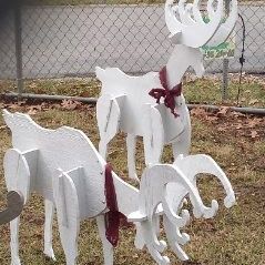 Unique Handmade Wooden Yard Christmas Reindeer with adjustable head either up or down