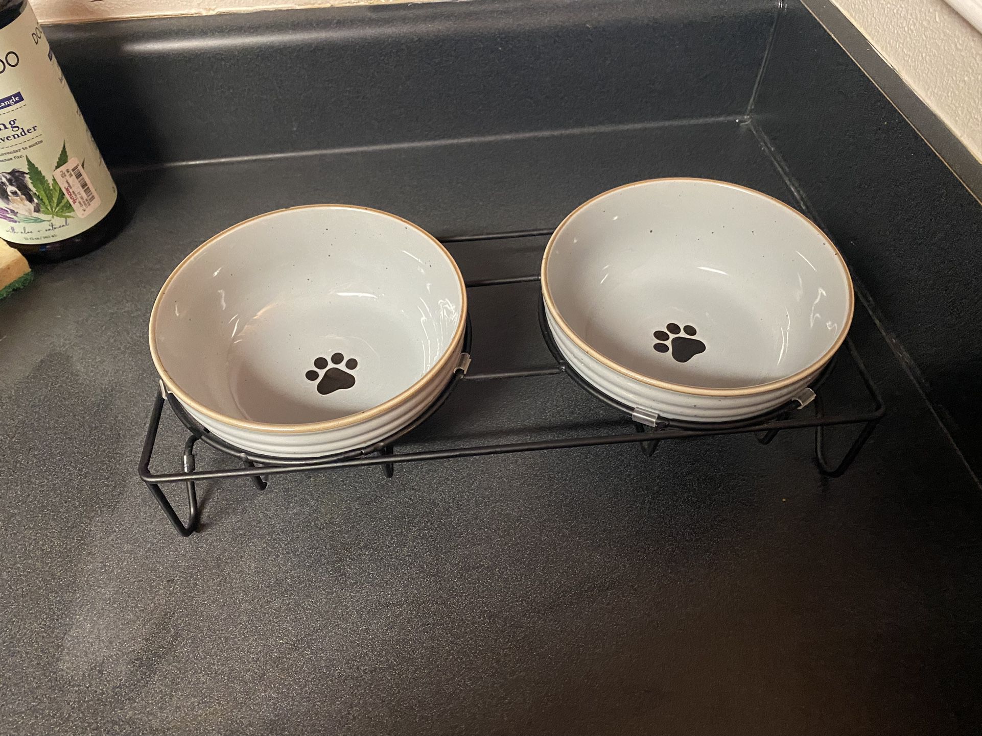 Dog Water And Food Bowels With Stand