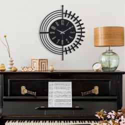 muyika Large Metal Wall Clock | 20 inch Size Silent Battery Operated Large Size Analog Black Wall Clocks | Modern Wall Decor for Living Room Bedroom K
