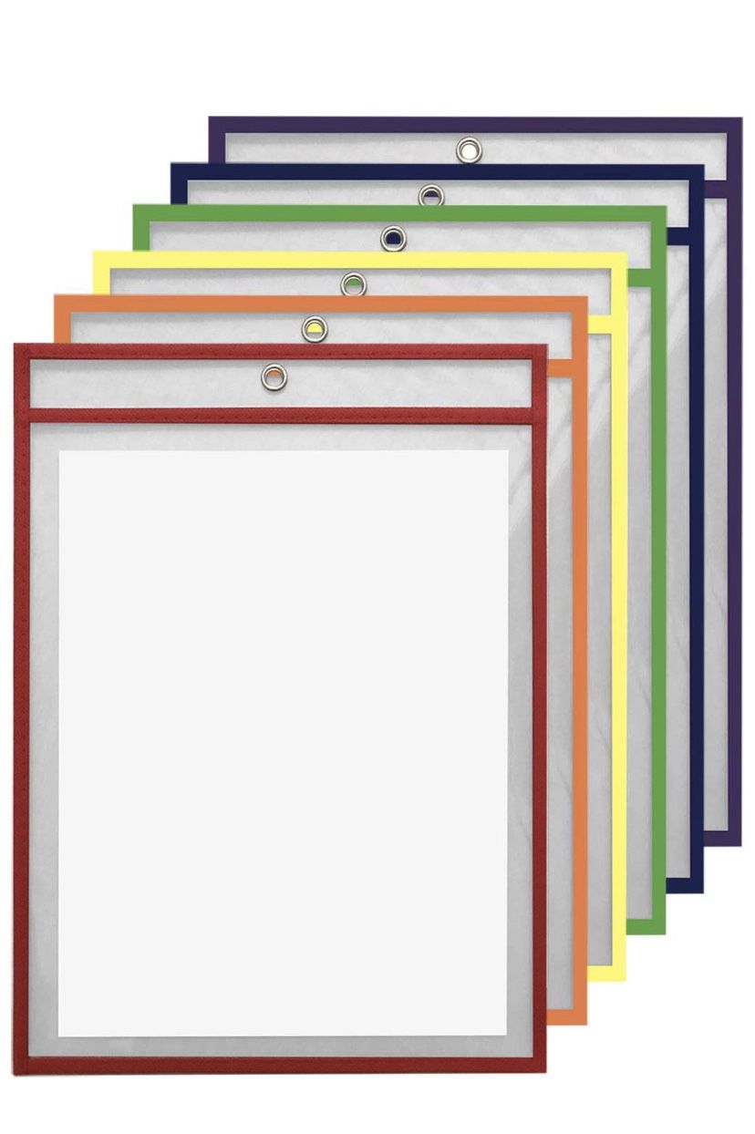 Reusable Dry Erase pockets / 8 pack in assorted colors