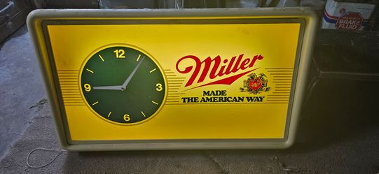 Miller Vintage Lighted Beer Sign Wall Clock - Made the American Way
