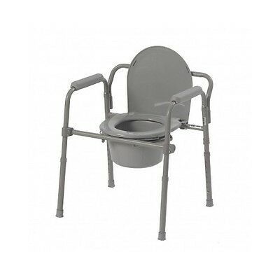 Drive Medical Chair Folding Steel Bedside Toilet Portable Grey New