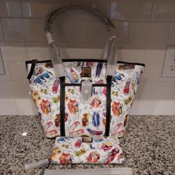 Disney Dooney Bourke Ink + Paint Tote and Wallet - Spash Mountain Brer Rabbit Brer Fox  Placement - New With Tags 