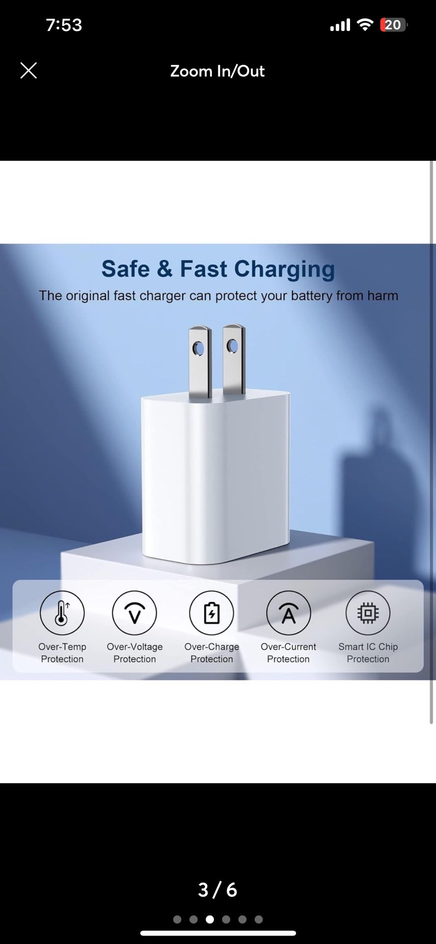 iPhone Charger Fast Charging,20W PD USB C Wall Charger 4 Pack with 6FT Fa