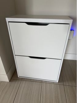 White wood shoe storage