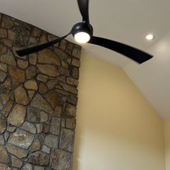 Modern 3-Blade Ceiling Fan with LED Light – Matte Black – Vaulted Ceiling