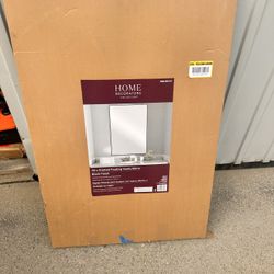 26 in. W x 38 in. H Rectangular Polystyrene Framed Floating Mount Wall Bathroom Vanity Mirror in Black