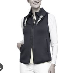 Belyn Key Women’s Onyx Grommet Full Zip Vest Black Sz XS