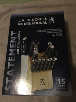 Brand New Never Used J.A HENCKELS Knife Block Only, FREE If You Spend $200 Or More On Anything For My Asking Price.