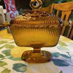 Indiana Glass Amber Footed Candy Dish