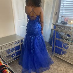 royal blue mermaid prom dress 