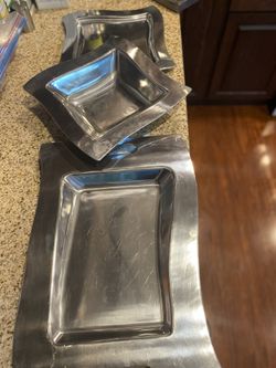 Villeroy & Boch Wave Design Silver Metal Platters