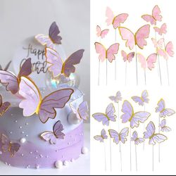 Butterfly Cake Topper 3D Pink & Purple Butterfly Cupcake Topper