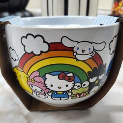 Hello Kitty Ceramic Bowl With Chopsticks 