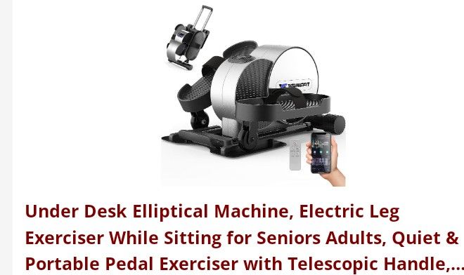 Under Desk Elliptical Machine, Electric Leg Exerciser While