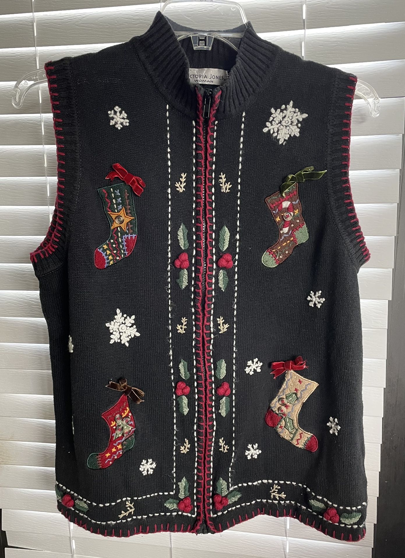 Victoria Jones Christmas Vest - Womens - Size 1XL - Vintage 90s -Christmas Motif