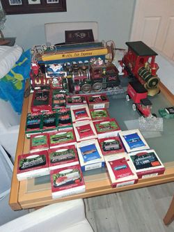 Christmas train ornaments plus 4 Big Trains