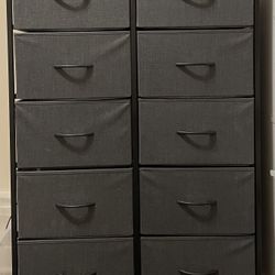 WLIVE Fabric Dresser with 10 Drawers – Dark Grey