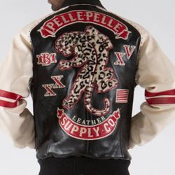 Pelle Pelle, MBXV, Leather Jacket Black And Off-white Men