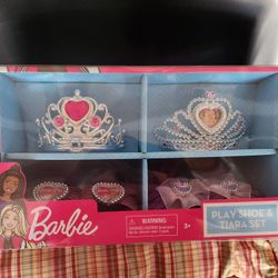 Barbie Princess Tiaras And Shoes Set New 