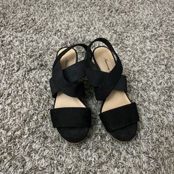 Strappy Black Wedges Size 5.5