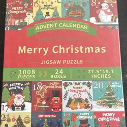 Christmas Puzzle for Adults 1008 Pieces,24 Days Christmas Countdown Calendar Puzzles for Adults Kids,Funny Holiday Puzzles for Kids as Christmas Decor