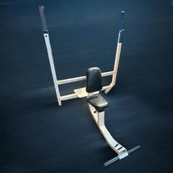 Streamline Shoulder Press Bench Solid Free Weight Bar Rack w/ Footholds & Rear Spotter Platform