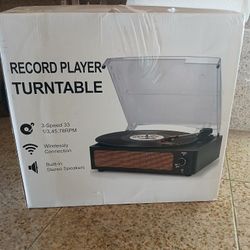 RetroAudio Record Player Bluetooth Turntable Stereo Vinyl Wireless Audio Turntable ~ Black