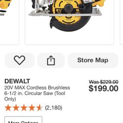 Dewalt 20V 6 1/2”Cordless Brushless Circular Saw 