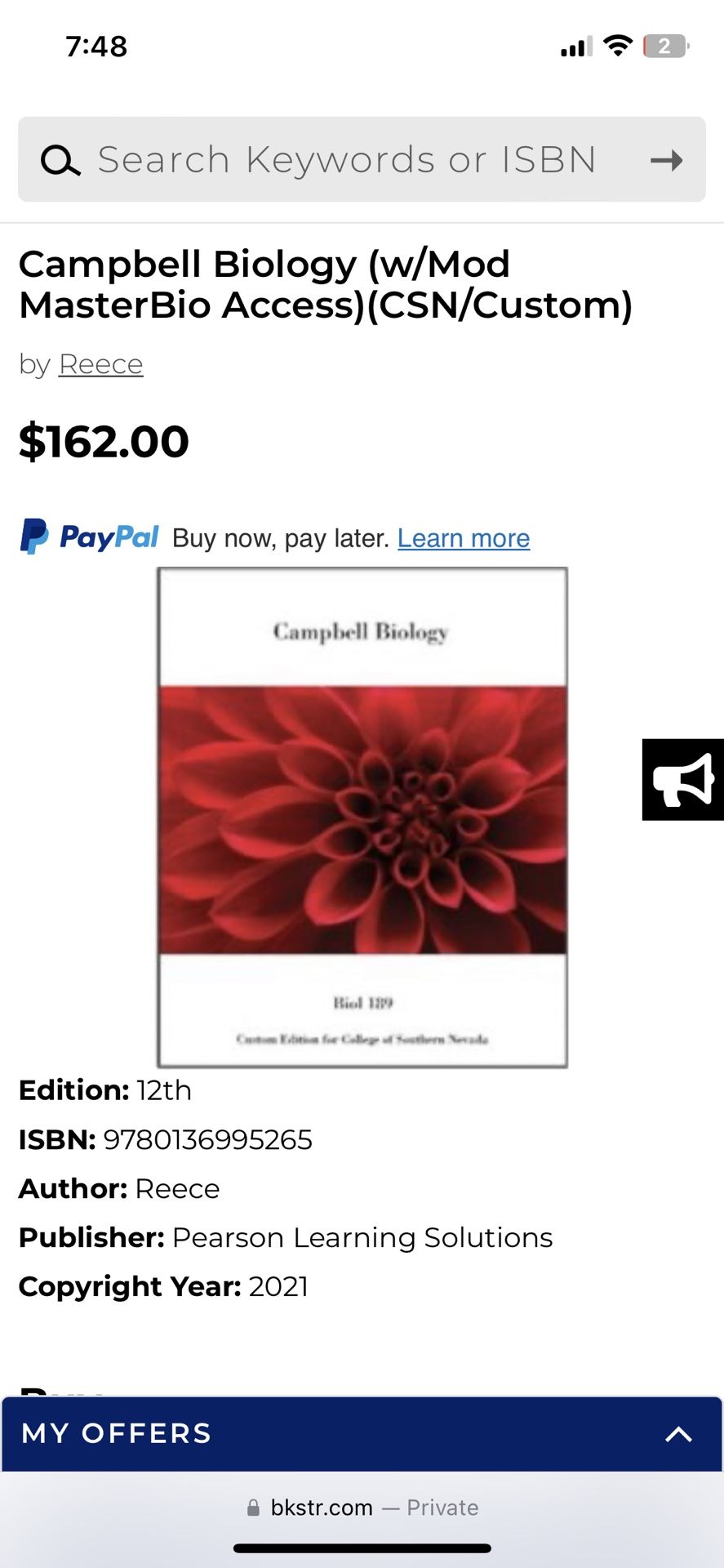 Biology 189 Campbell Biology (w/Mod MasterBio Access)(CSN/Custom) With Code
