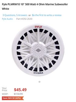 Pyle Subwoofer 10”